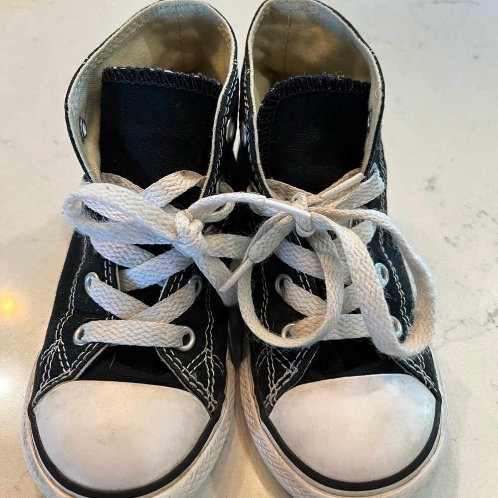 Black High-Top Sneakers with White Laces